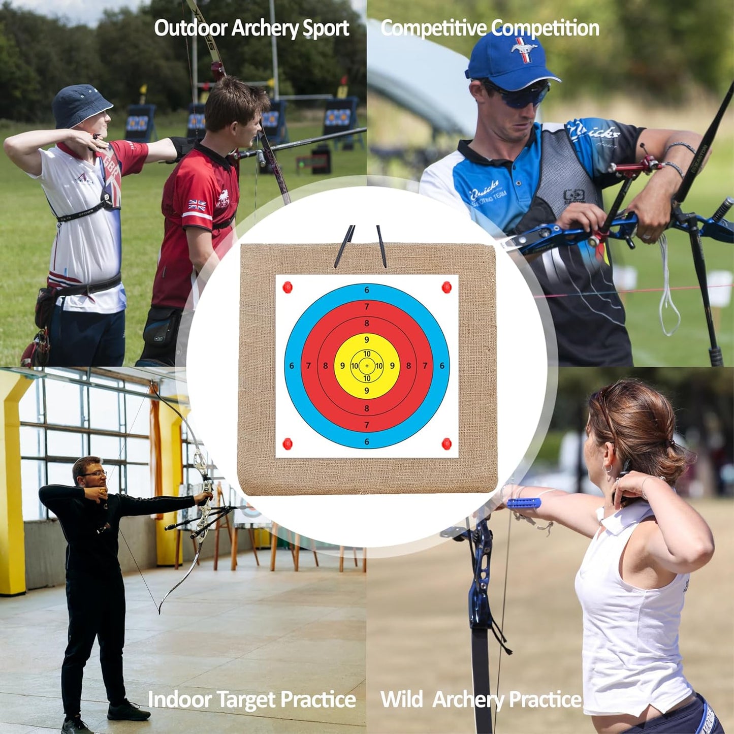 Archery Targets - MOLFUJ Paper Bow & Arrow Targets for Hunting | 20/50 Pack, 16x16/15.7x15.7in, 10/5 Rings