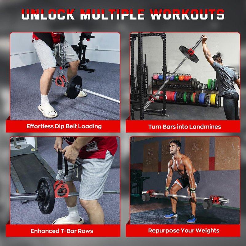 Home Gym Clips, Convert Dumbbells to Barbell, Turn Bars into Landmines, T-Bar Row with Any Grip, Hook Dumbbells on Dip Belts, Versatile Weightlifting Accessory for Olympic (1 Pcs)