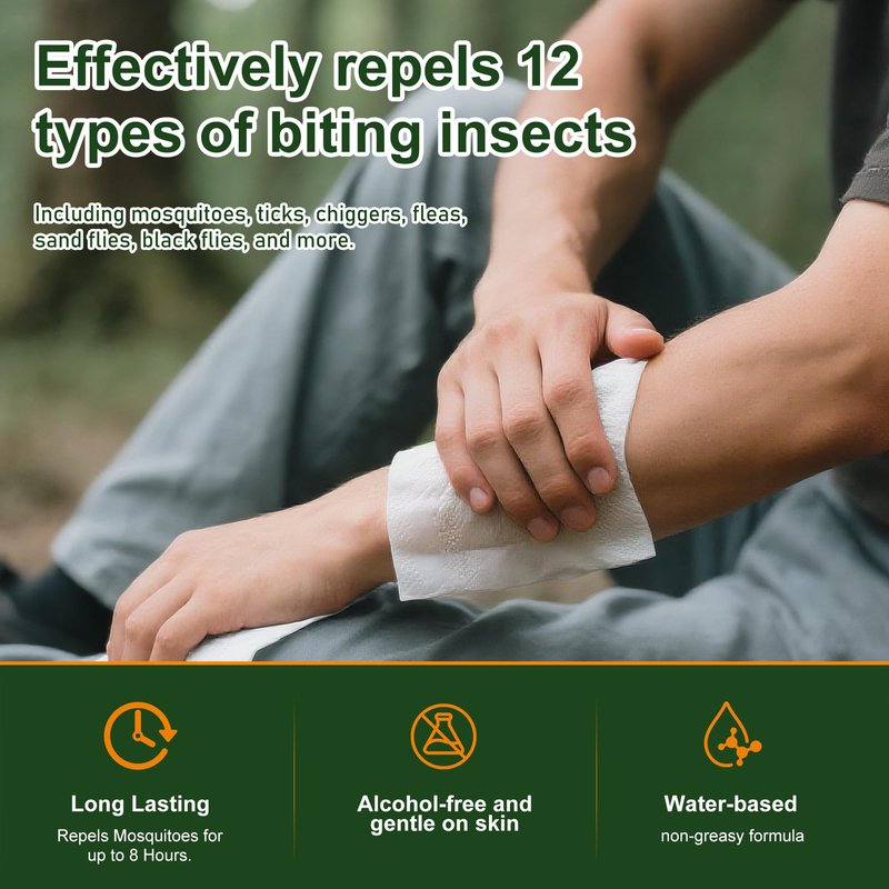 Insect Repellent Wipes – 30 Individually Wrapped Wipes with 30% DEET – Mosquito Repellent & Tick Protection – Up to 8 Hours – Alcohol-Free & Fragrance-Free