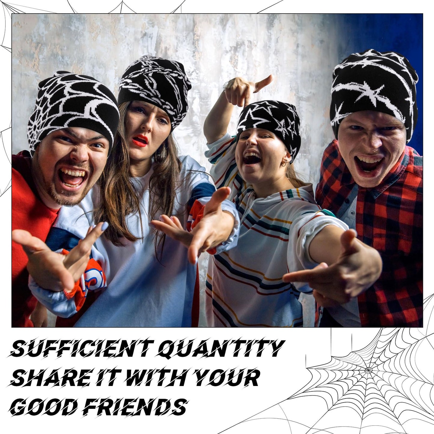 Ramede 4 Pcs Y2k Beanie - Double Sided Graphic Beanies for Men and Women, Acrylic Knitted Y2k Hats Accessories(Knitting,Diverse)