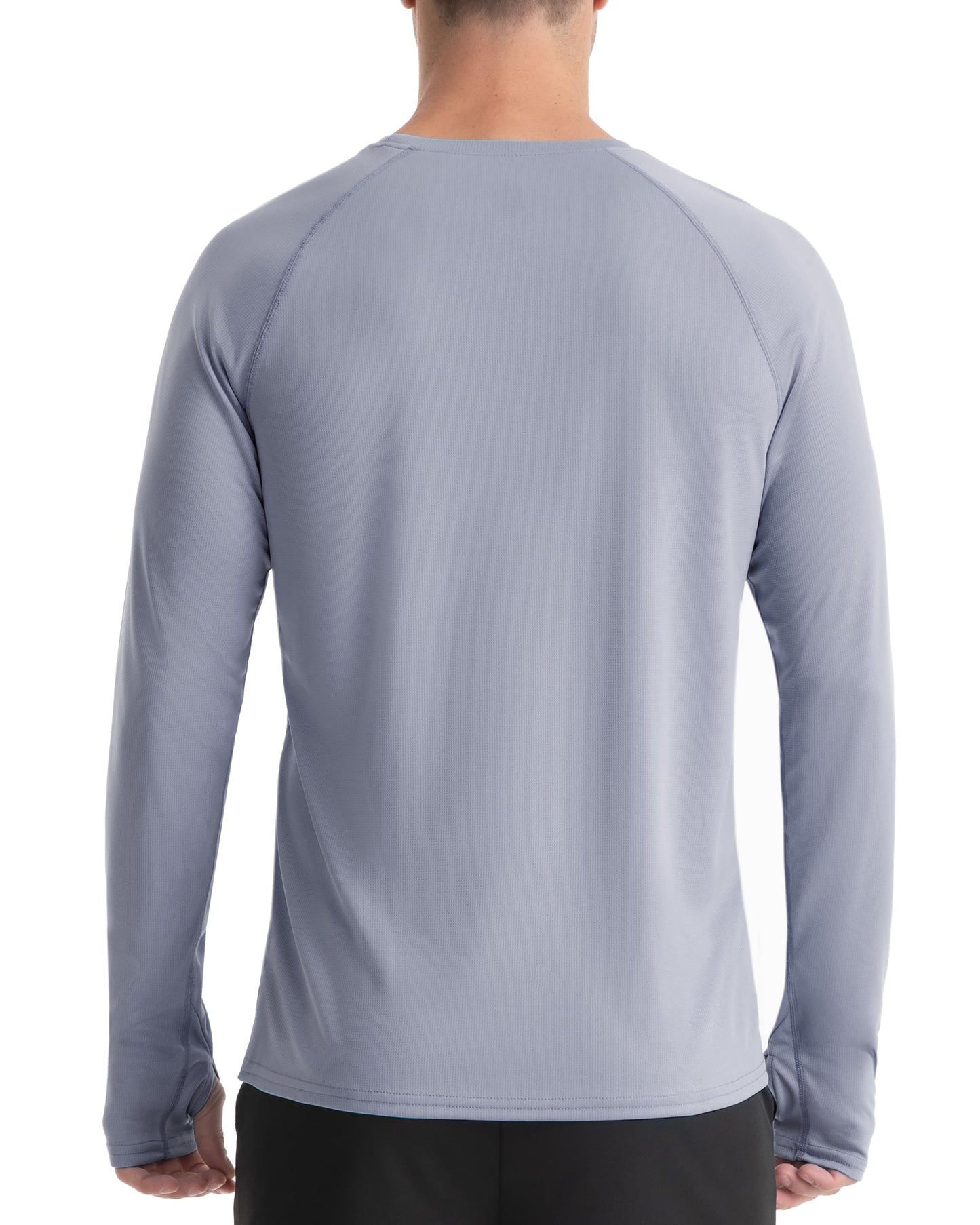 Roadbox Mens UPF 50+ Long Sleeve Swim Rash Guard, UV Sun Protection SPF Shirts for Outdoor Fishing Hiking Running Silver Gray