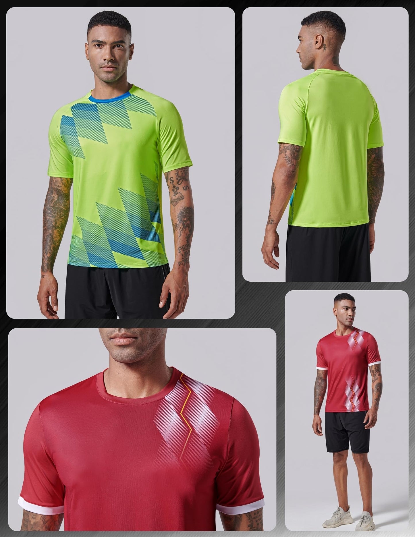 5 Pack Men’s Active Quick Dry Crew Neck T Shirts | Athletic Running Gym Workout Short Sleeve Tee Tops Bulk (Set 13, 3X-Large)