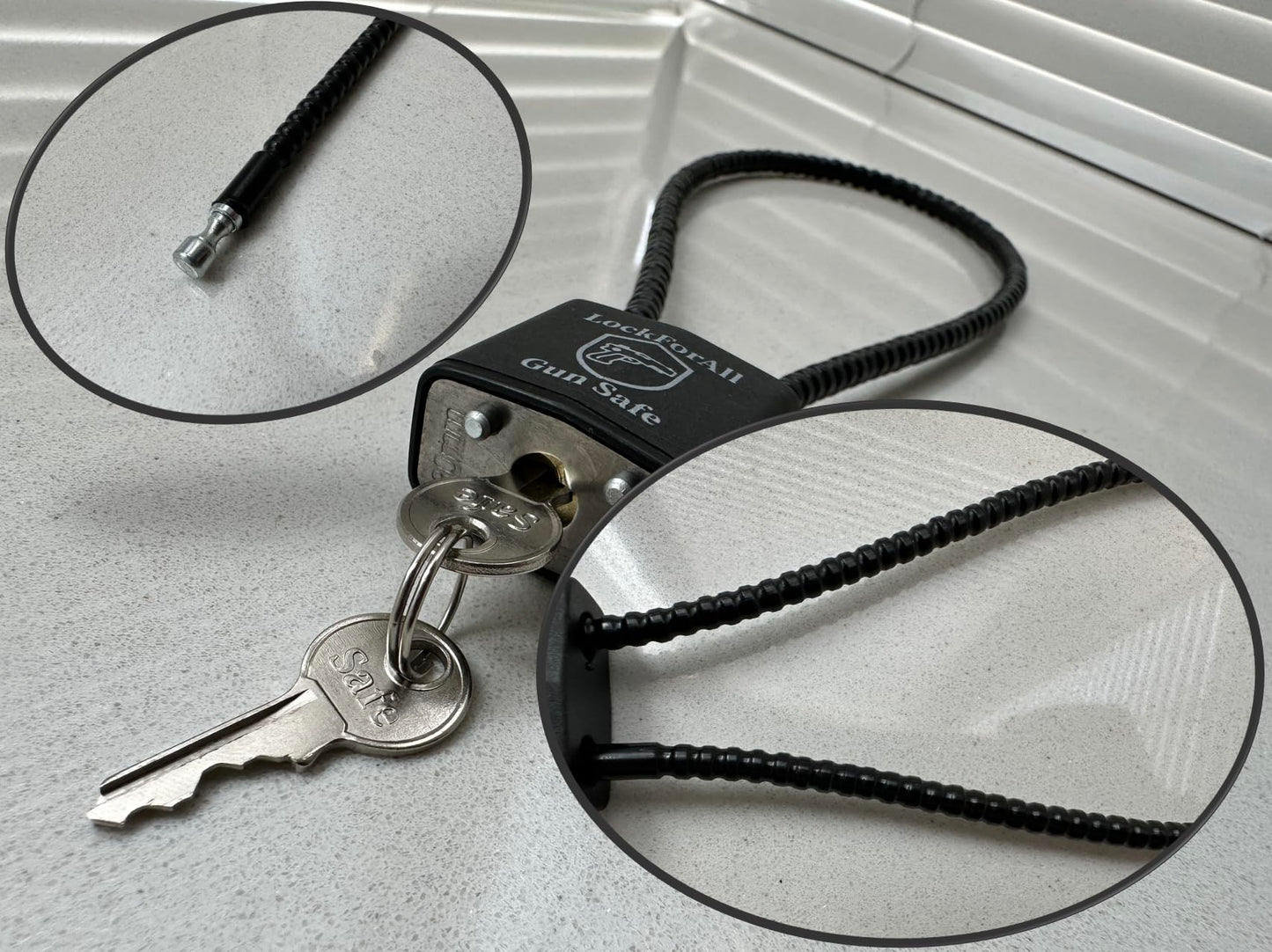 lockforall Cable Gun Locks with Keys Hunting Sports- Keyed Alike 15" Cable Gun Safe Lock CA DOJ Approved for Pistols, Handguns, Rifles, and Shotguns, Home, Storage Firearm Locking and Safety