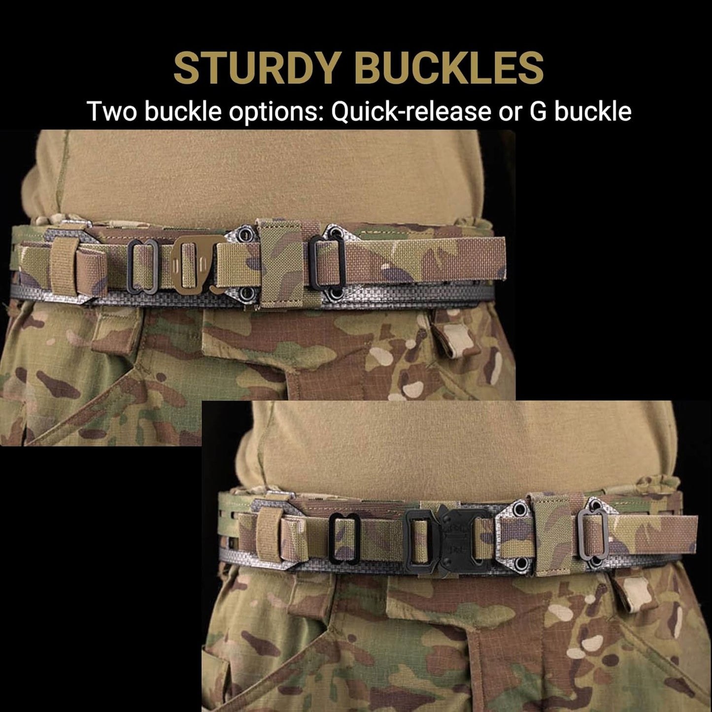 Tactical Battle Belt - Lightweight Carbon-Fiber Reinforced Design | Fits 36–41" Waist, 24" x 1.9" MC Color