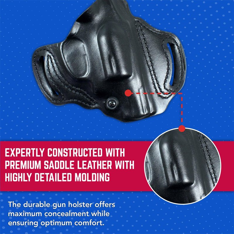 DeSantis Roscoe Cross Draw OWB Holster - Leather Belt Slide Holster OWB, Compatible with the S&W J-FRAME 2" - Right Hand Cross Draw, Black