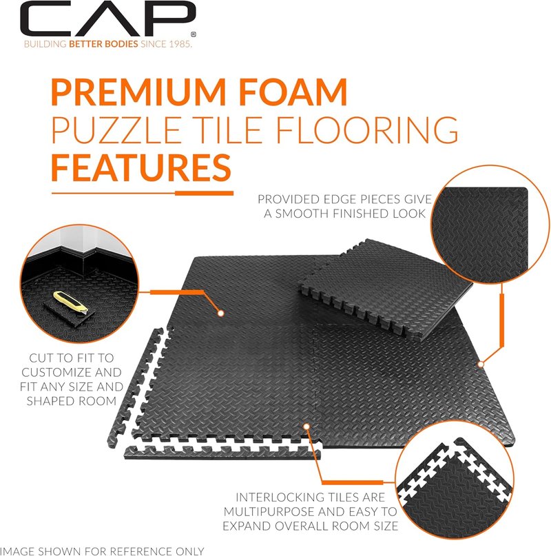 EVA Interlocking Foam Exercise Mats - 1/2” Thick Puzzle Tiles for Home Gym | Multiple Colors Available