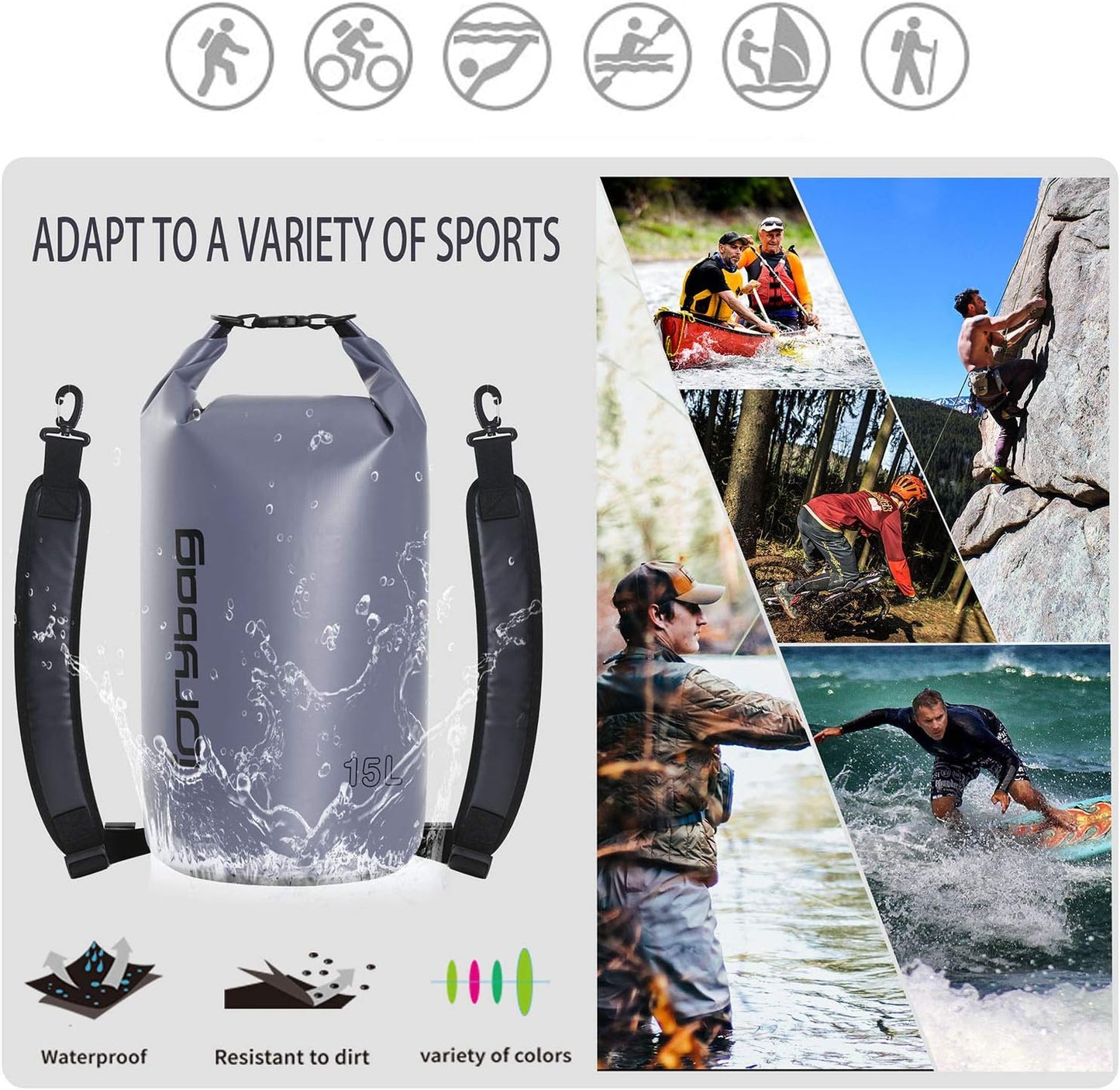 Dry Bag for Kayaking - Waterproof Storage Sack | Available in 2L, 5L, 10L, 15L, 20L