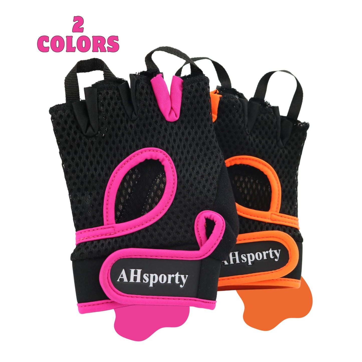 AHsporty Workout Gloves for Men & Women, Weight Lifting Gloves with Padded Full Palm Protection & Extra Grip, Gym Gloves for Exercise, Pull Ups, Fitness & Rowing (Orange, Large)