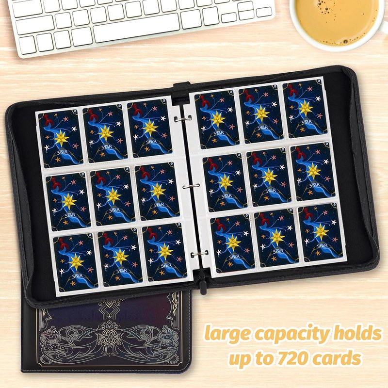 Premium Card Binder for MTG & Trading Cards - 720 Double-Sided Pocket Collector Album | Black Purple