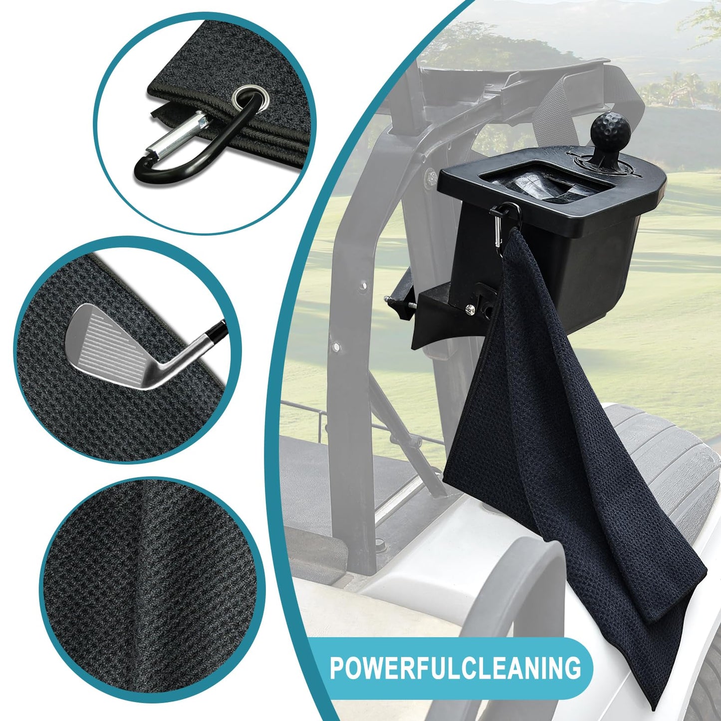 Orle Oko Golf Cart Ball Washer and Club Cleaner Kit, Golf Ball Cleaner and Club Head Washer with Golf Towel, Universal Golf Ball Washer Cleaner for EZGO, Club Car, Yamaha, Advanced EV, Star EV
