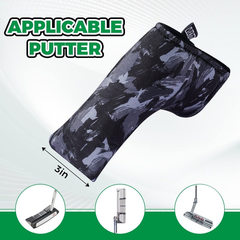 VIXYN Blade Putter Cover - Premium Golf Putter Headcovers - Magnetic Fleeced Lined Head Covers (Black Brush)