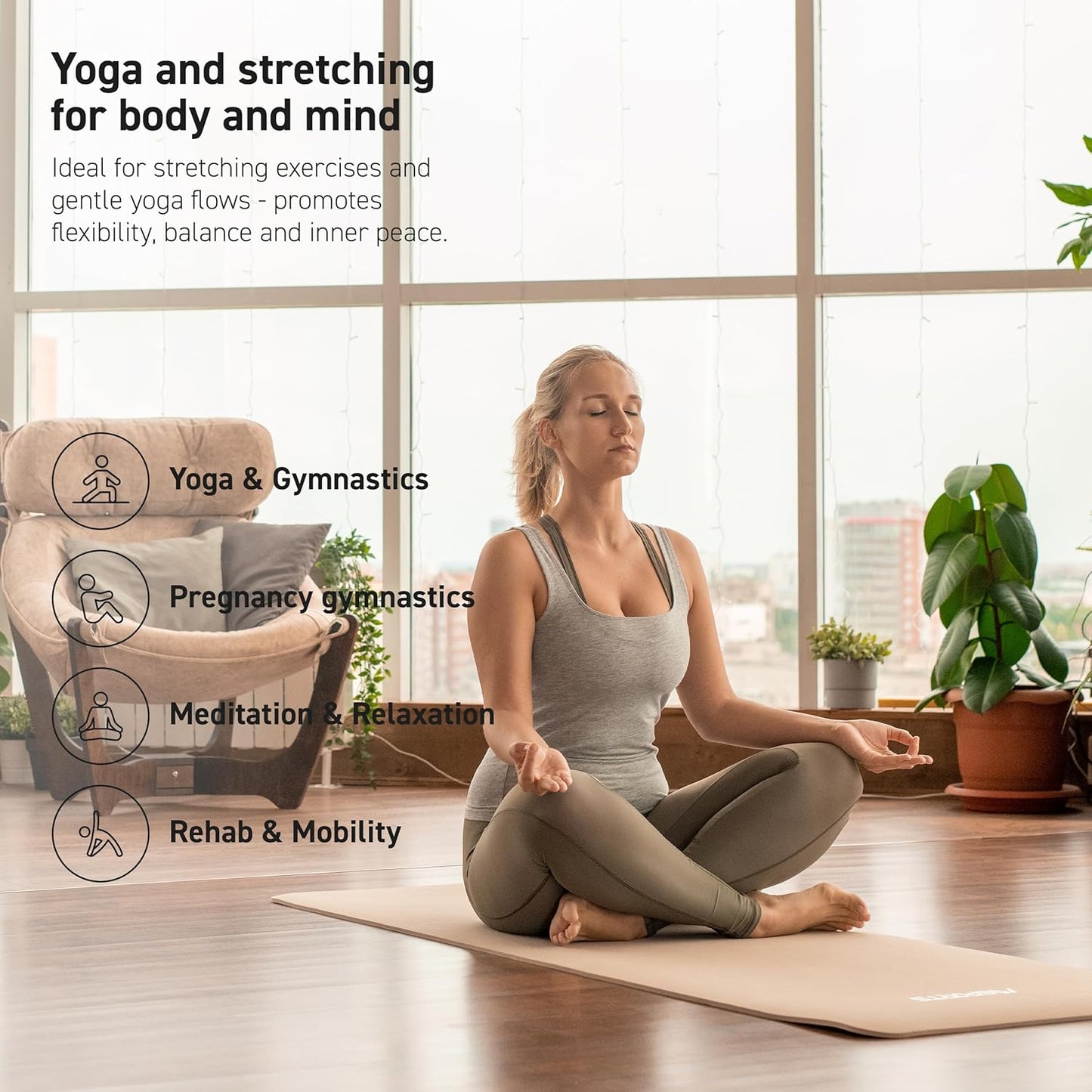 Yoga Mat - Premium Non-Slip Thick Exercise Mat for Home Workouts | Cushioned NBR Foam, Comfortable for Pilates & Stretching