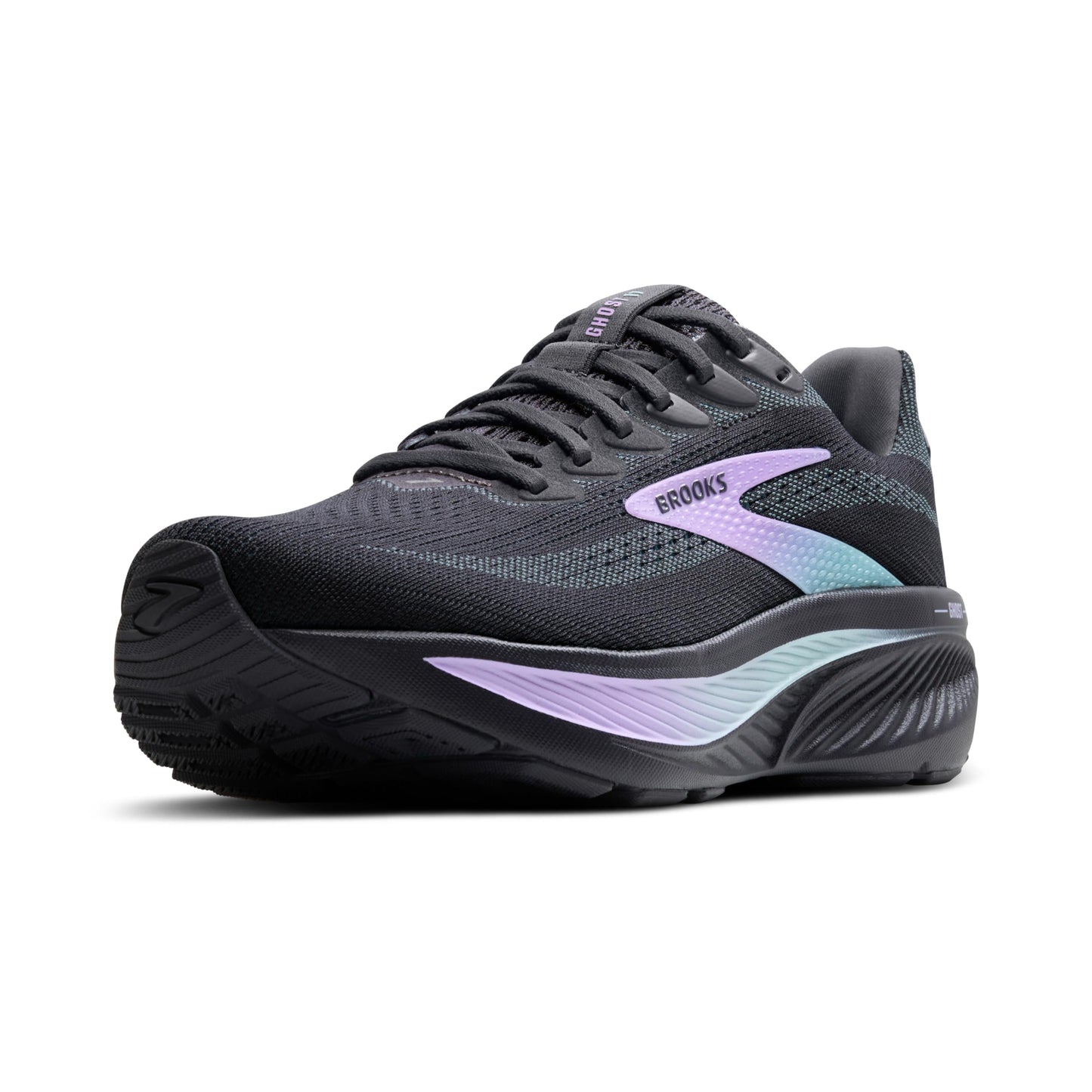 Brooks Women’s Ghost 17 Neutral Running Shoe - Grey/Clearwater/Purple - 8.5 Medium