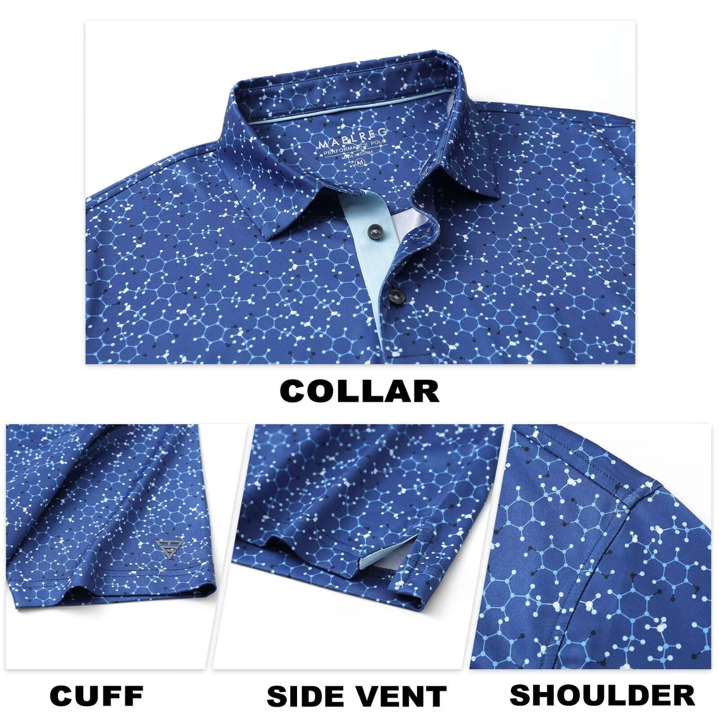 M MAELREG Golf Shirts for Men Dry Fit Print Patterns Performance Moisture Wicking Mens Polo Shirts Short Sleeve