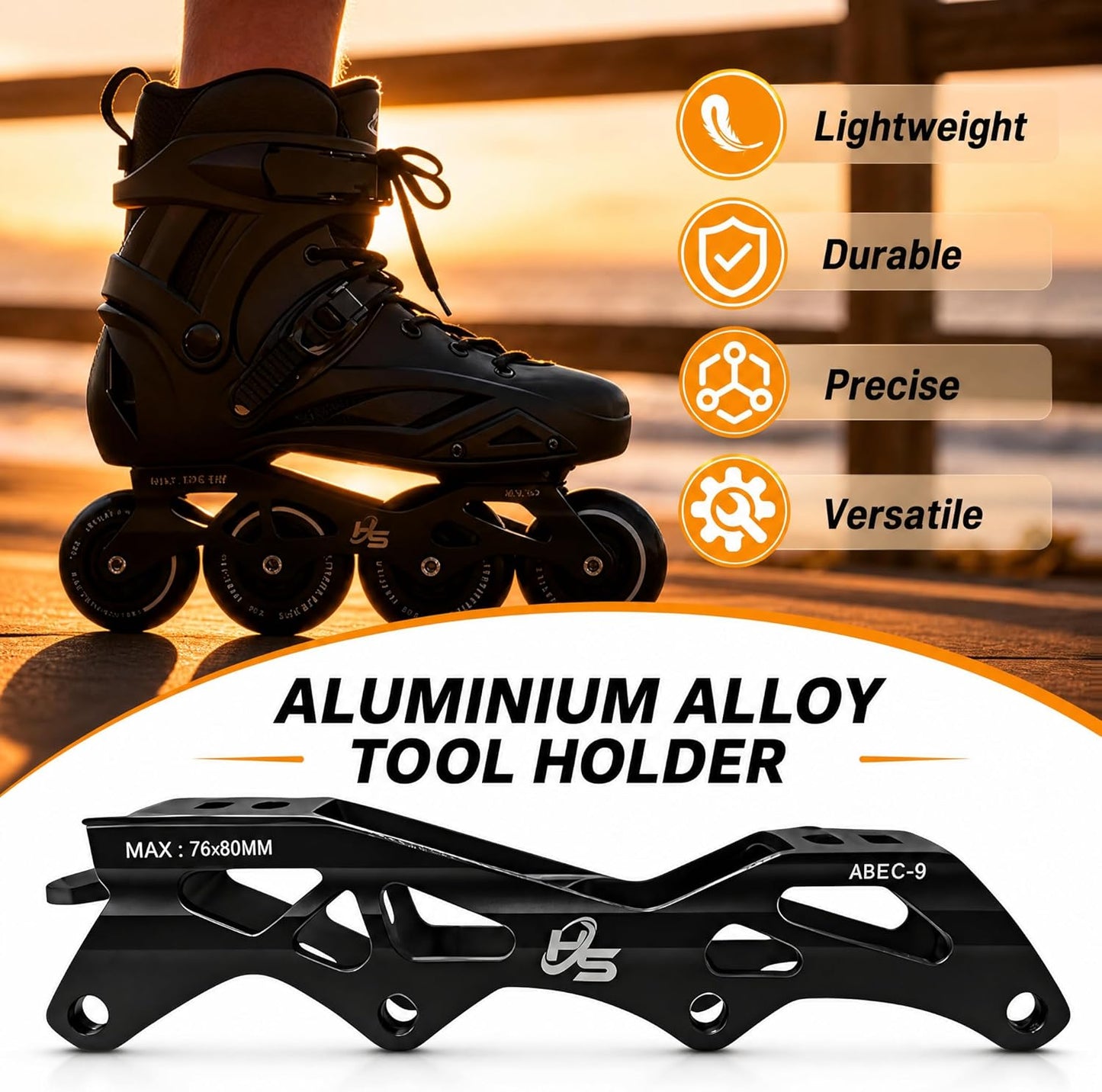 High-Performance Inline Skates for Men & Women - Ankle Support, Aluminum Frame | Smooth Ride on Asphalt & Indoor Fitness, Black