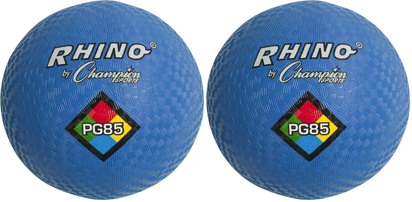 Champion Sports Rhino Playground Balls 8.5" D - Two Ply,Nylon Wound,Blue,(Pack of 2)