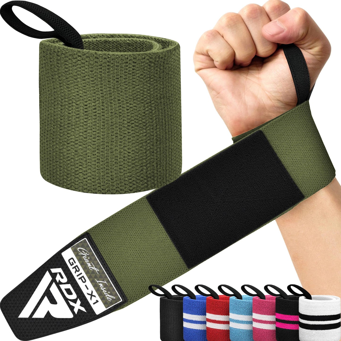 RDX Wrist Wraps for Weightlifting (Pair), IPL USPA Approved, Elasticated 18” Cotton Straps Support with Thumb Loop, Gym Wrap for Weight Lifting Powerlifting Competition Strength Training Bodybuilding