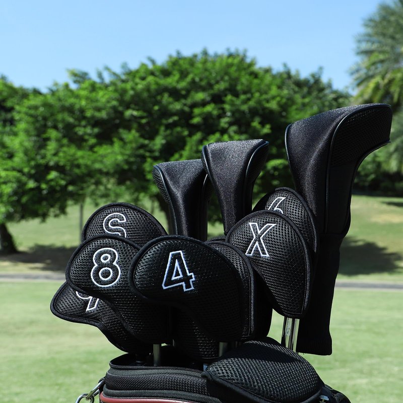 Montela Golf Iron Covers,Golf Iron Head Covers Mesh Golf Iron Covers Set 10pcs Golf Iron Headcovers,Golf Club Head Covers for Iron with Magic Tape Fit Most Brand 4-9 APSX