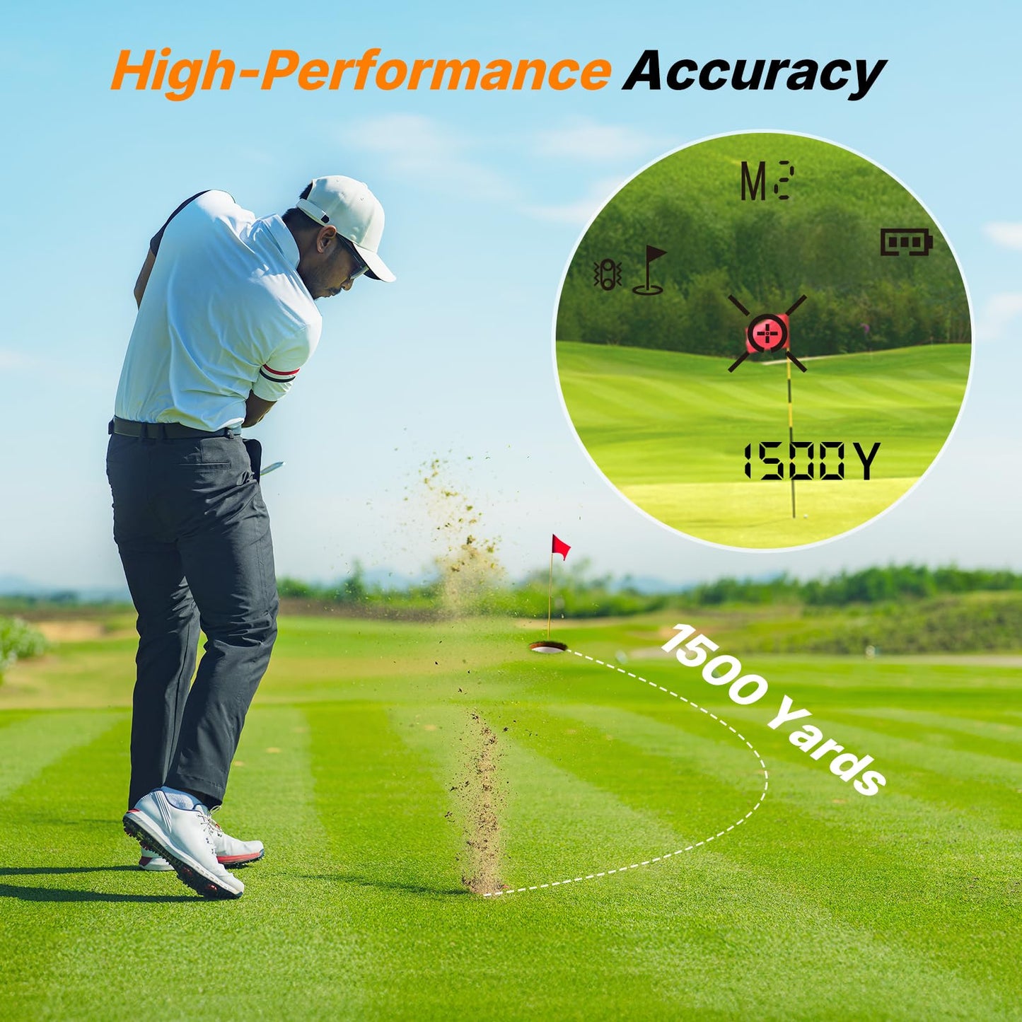 WOSPORTS Golf Rangefinder with Slope, 1500 Yards Laser Range Finder for Golfing/Hunting, 7X Magnification with Flag Pole Locking Vibration, Magnetic, Rechargeable, Feet/Meters/Yards Support