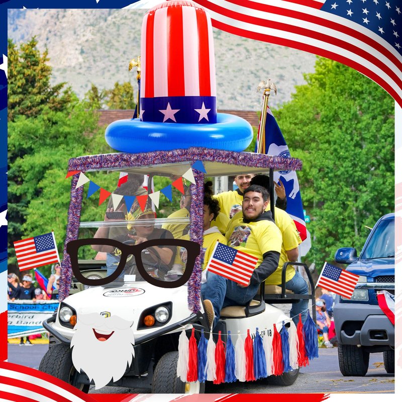 Suncalla 4th of July Golf Cart Decoration Kit Patriotic Parade Golf Cart Decor Including Hat Glasses Beard Flags Garlands Pennant Banner for LOVE USA Independence Day Memorial Day 250th anniversary