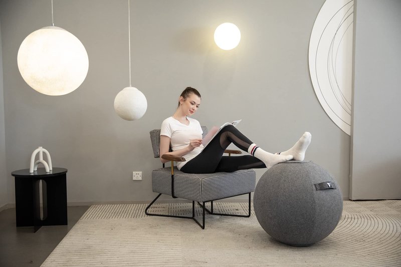 YOGIVO Sitting Ball Chair for Home Office Desk - Exercise and Stability Ball for Fitness, Pilates, and Ergonomic Balance - Includes Cover and Pump