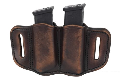 1791 Gunleather 2.2 Mag Holster - Double Mag Pouch for Double Stack Mags, OWB Magazine Pouch for Belts - Classic Brown, Stealth Black, Black & Brown and Signature Brown (Vintage Brown)