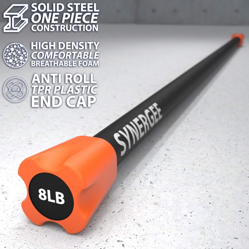 Synergee Workout Bar Weight Bar - 8lb Weights Padded Weighted Bars – Body Toning Exercise Bar, Strength & Condition