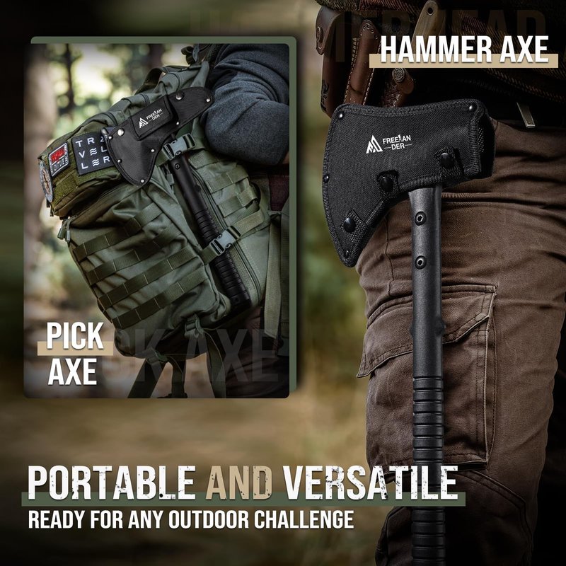 Freelander Tactical Axe 2 Pack, Sharp Tomahawk with Sheath, Portable Tomahawk with Clip and Bottle Opener, Durable Survival Hatchet for Emergency, Hiking and Camping, for Men Women