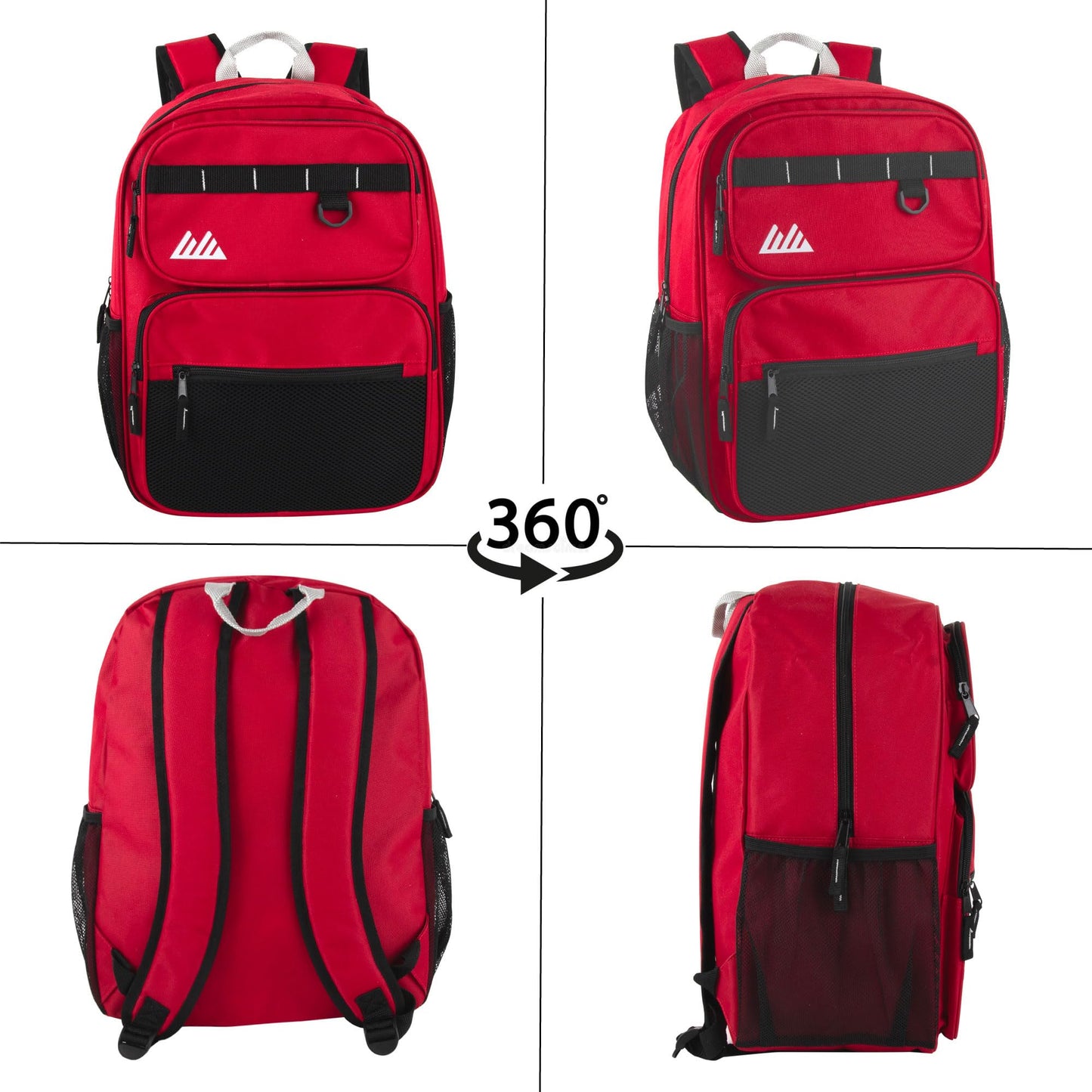 Summit Ridge Travel Backpack for Men and Women, Spacious Work Daypack with Water Bottle Pockets (Red)