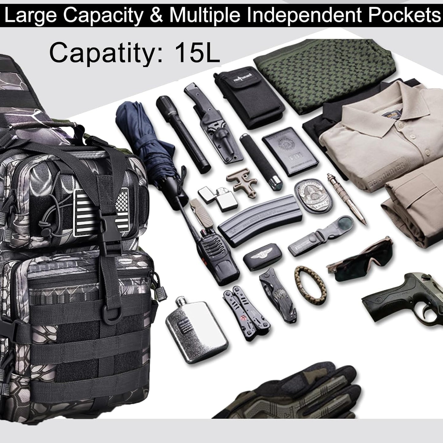 Tactical Sling Bag - Military Rover Shoulder Backpack for EDC | Molle Assault Design