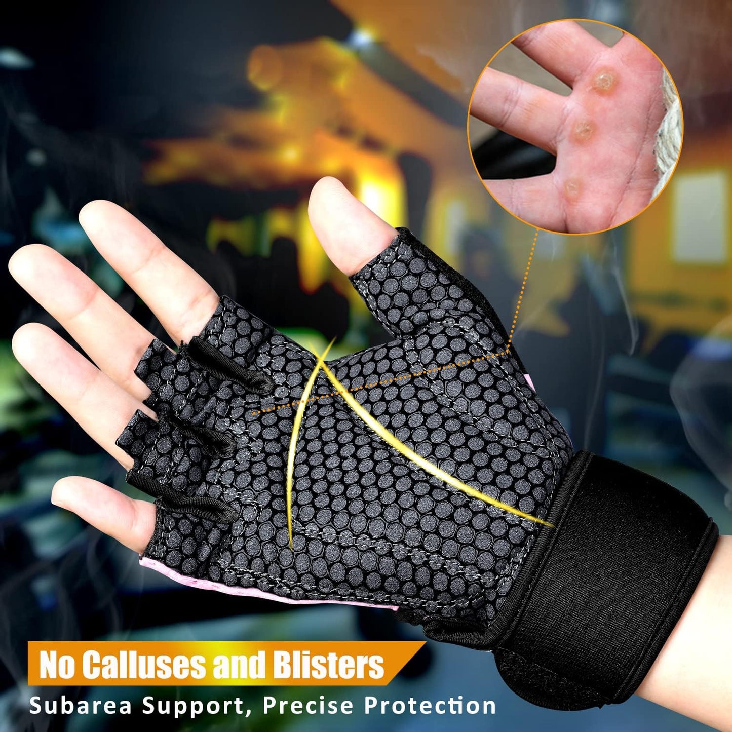 Breathable Weight Lifting Gym Gloves - Fingerless Wrist Support for Enhanced Grip | Ideal for Training, Rowing & Pull-Ups
