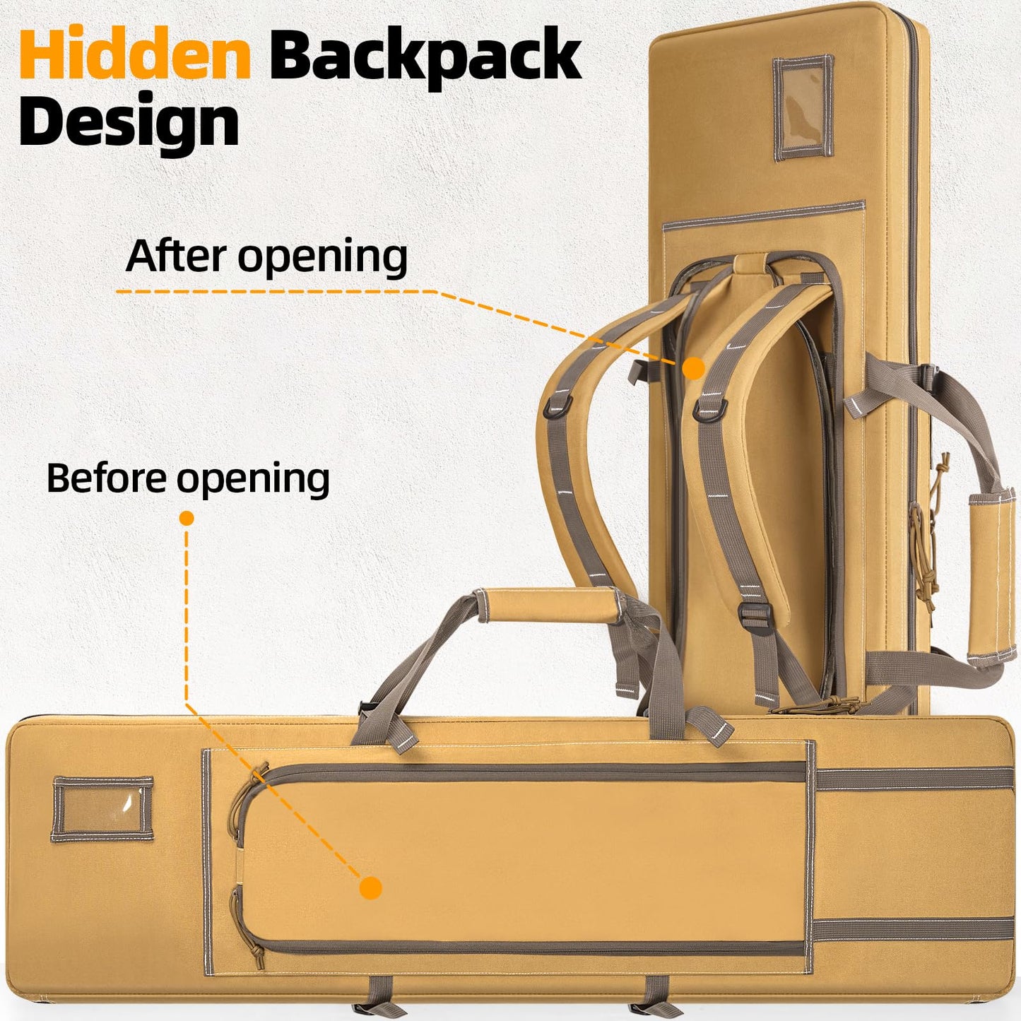 TORIBIO Double Rifle Case Soft Bag 32" 34" 36" 42" 46" 48'' 51“ 55” Gun Case Tactical for Rifle Firearm Storage, Transportation and Hunting Shooting Range, Rifle Backpack