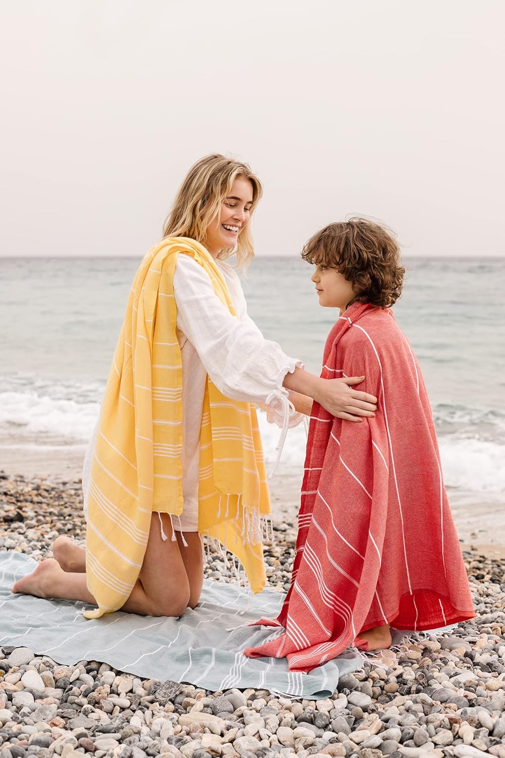 Turkish Beach Towel - Oversized 100% Cotton Quick-Dry | Sand-Free Hand Loomed - 39 x 74 (Red)