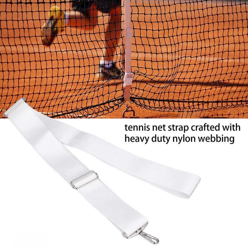 Tennis Net Center Strap, Adjustable Height Tennis Net Straps Stainless Steel Buckle White for Tennis Equipment