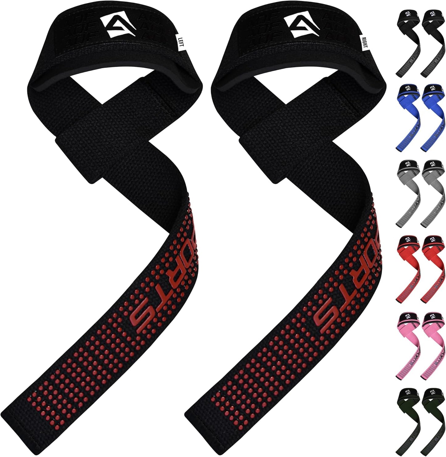 AQF Lifting Wrist Straps - Neoprene Padded Cotton for Weightlifting | 23” Maximum Grip Support for Men & Women