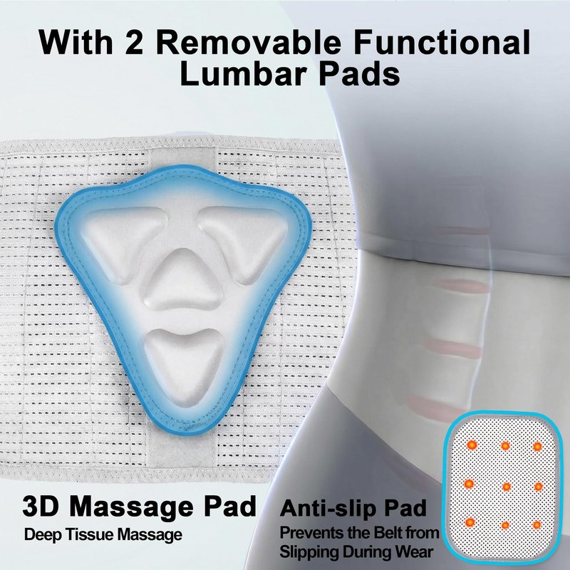 Back Brace for Lower Back Pain Relief - 4X Stronger Lumbar Support Belt with Heating Massage Pad, Adjustable Posture Corrector for Sitting Long Hours, Breathable & Thin Father's Day / Birthday Gifts, XL (Waist 32 - 39")