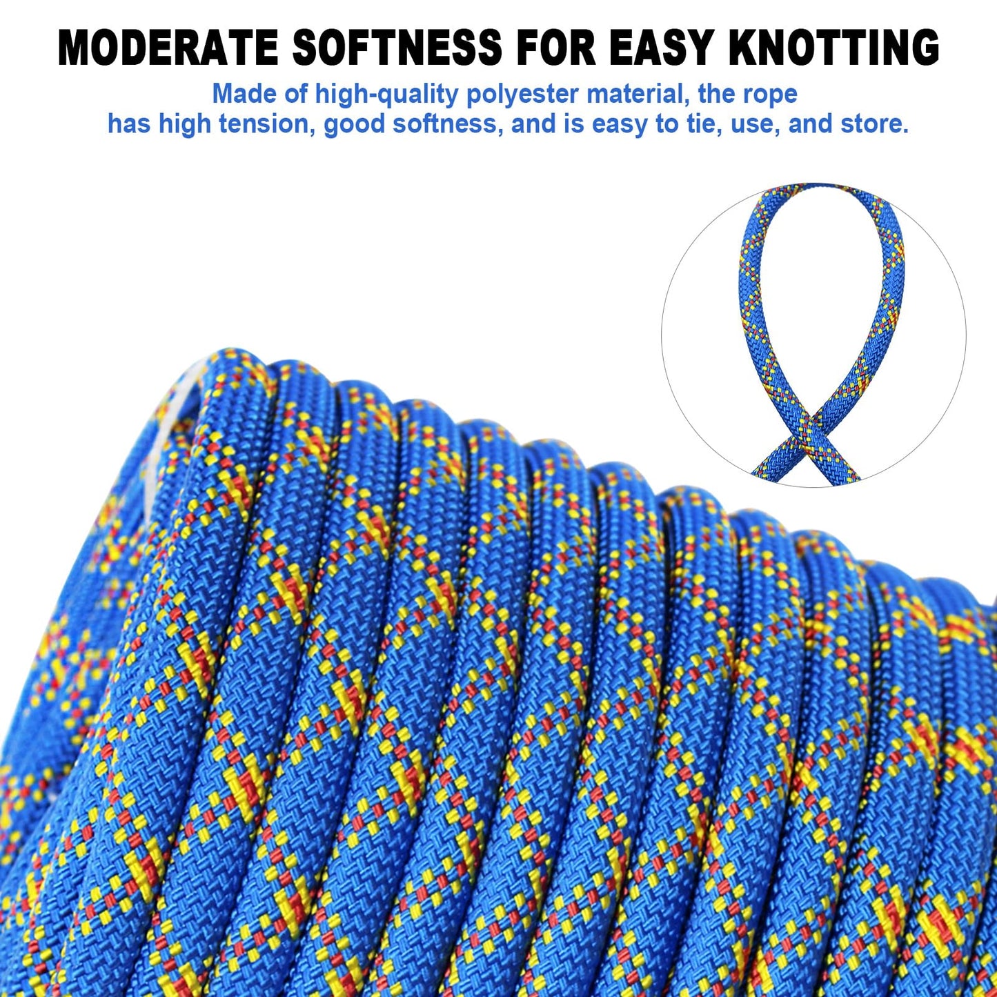 Meyoppm Braided Polyester Arborist Rigging Rope (3/8 inch x 150 feet), High Strength Arborist Rigging Rope for Outdoor Rock Climbing, Mountain Climbing, Hiking, etc