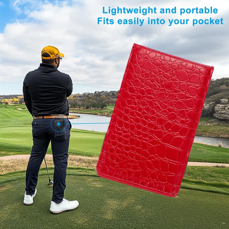 PATIKIL Golf Scorecard Holder, Leather Yardage Book Cover Golf Leather Scorecard with 4 Pcs Golf Score Sheets and Pencil Loop for Golfers Golf Club Golf Club Accessories, Red