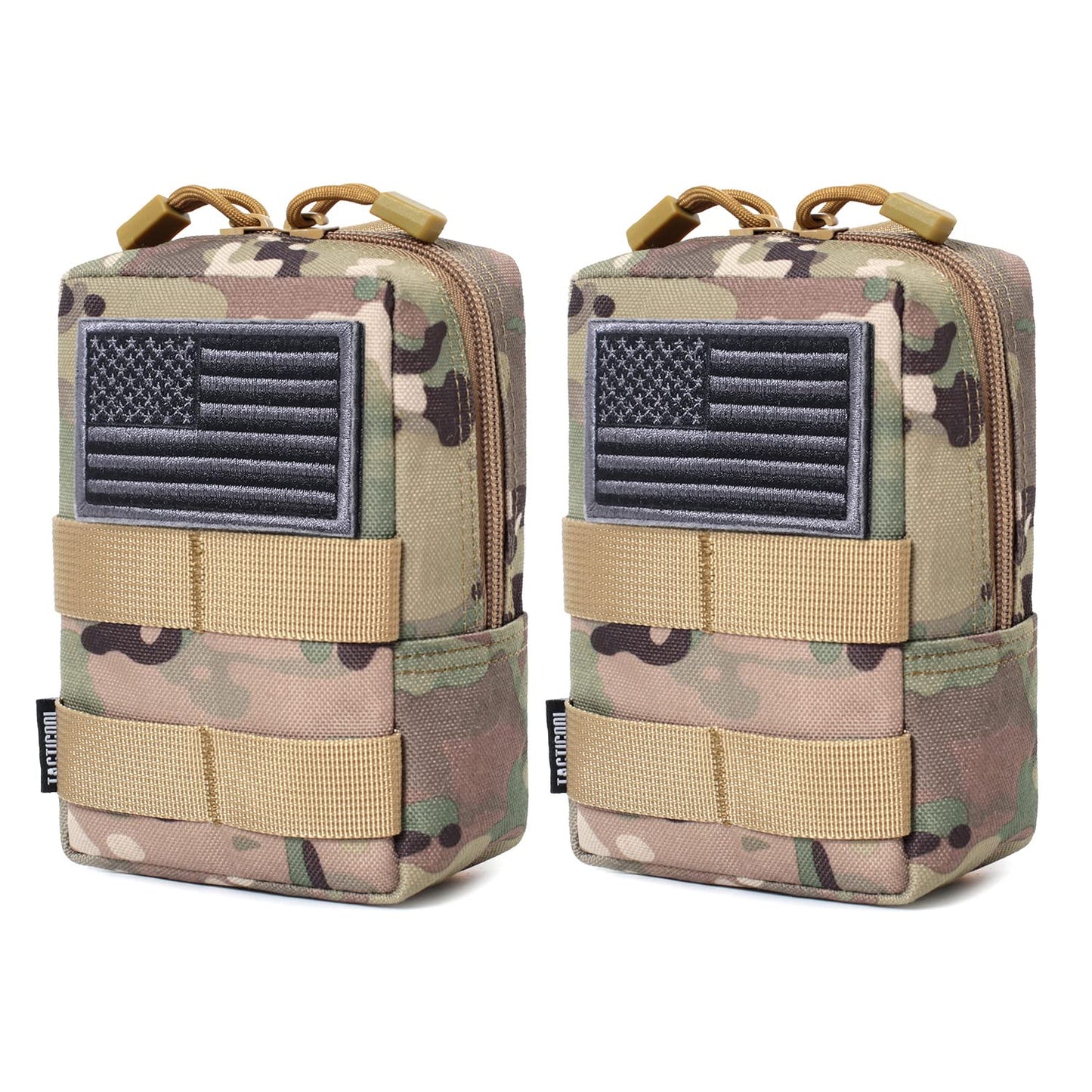 2 Pack Molle Pouches - Tactical Compact Water-Resistant EDC Pouch (CP)