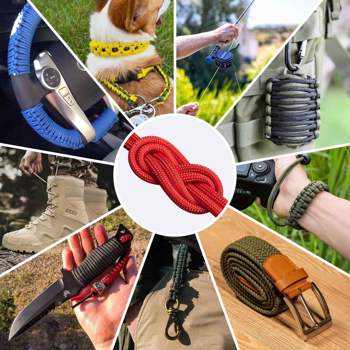 HOKINETY 1200 Paracord Rope - 4.4mm 14 Strand Nylon Parachute Spool para Cord Lanyard for Outdoor Camping Survival Utility Tent Crafting DIY Projects Fishing Clothsline Bracelet - Red 100FT