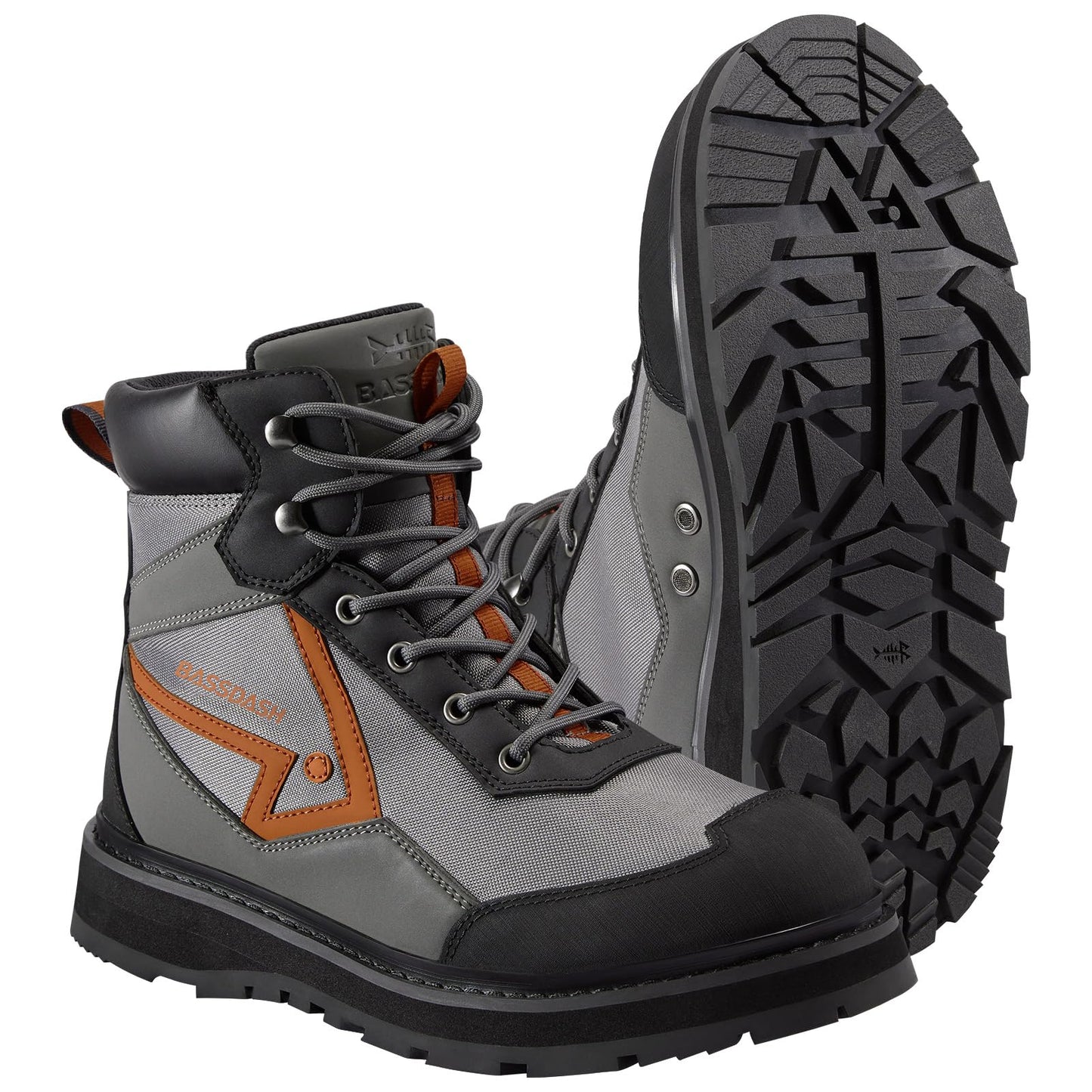 BASSDASH Men’s Wading Boots Lightweight Anti-Slip Rubber Sole Fly Fishing Wading Shoes