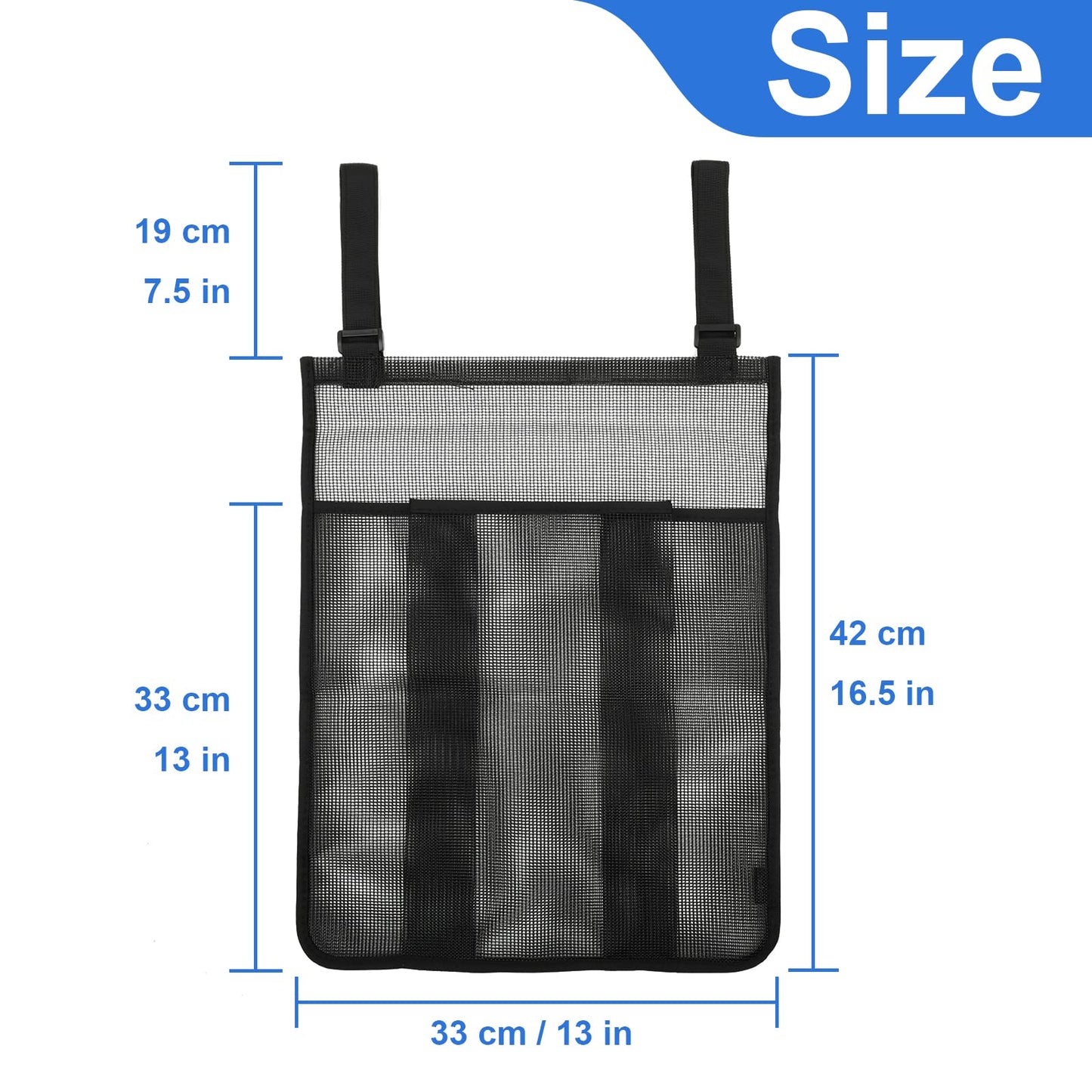 2 Pieces Trampoline Shoes Bag, Black Trampoline Storage Mesh Bag with 2 Hook and Loop Strap, Trampoline Shoe Holder, Indoor Fitness Shoes Organizer, Trampoline Equipment Bag Trampoline Accessories