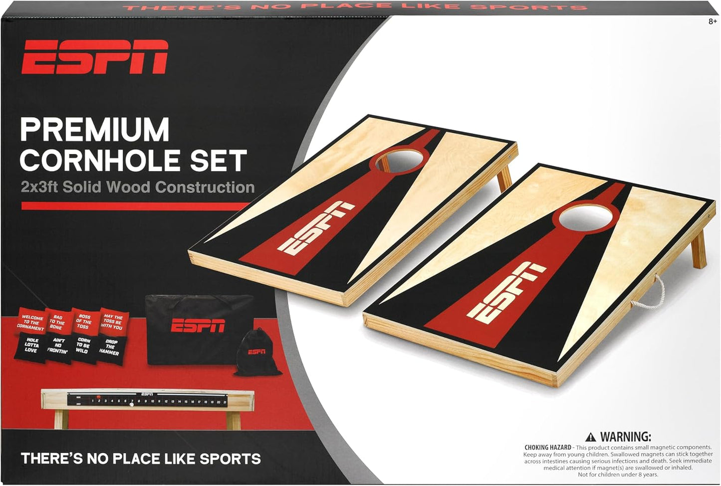 Solid Wood Cornhole Board Set - Includes Bean Bags & Travel Case | Perfect for Outdoor Games