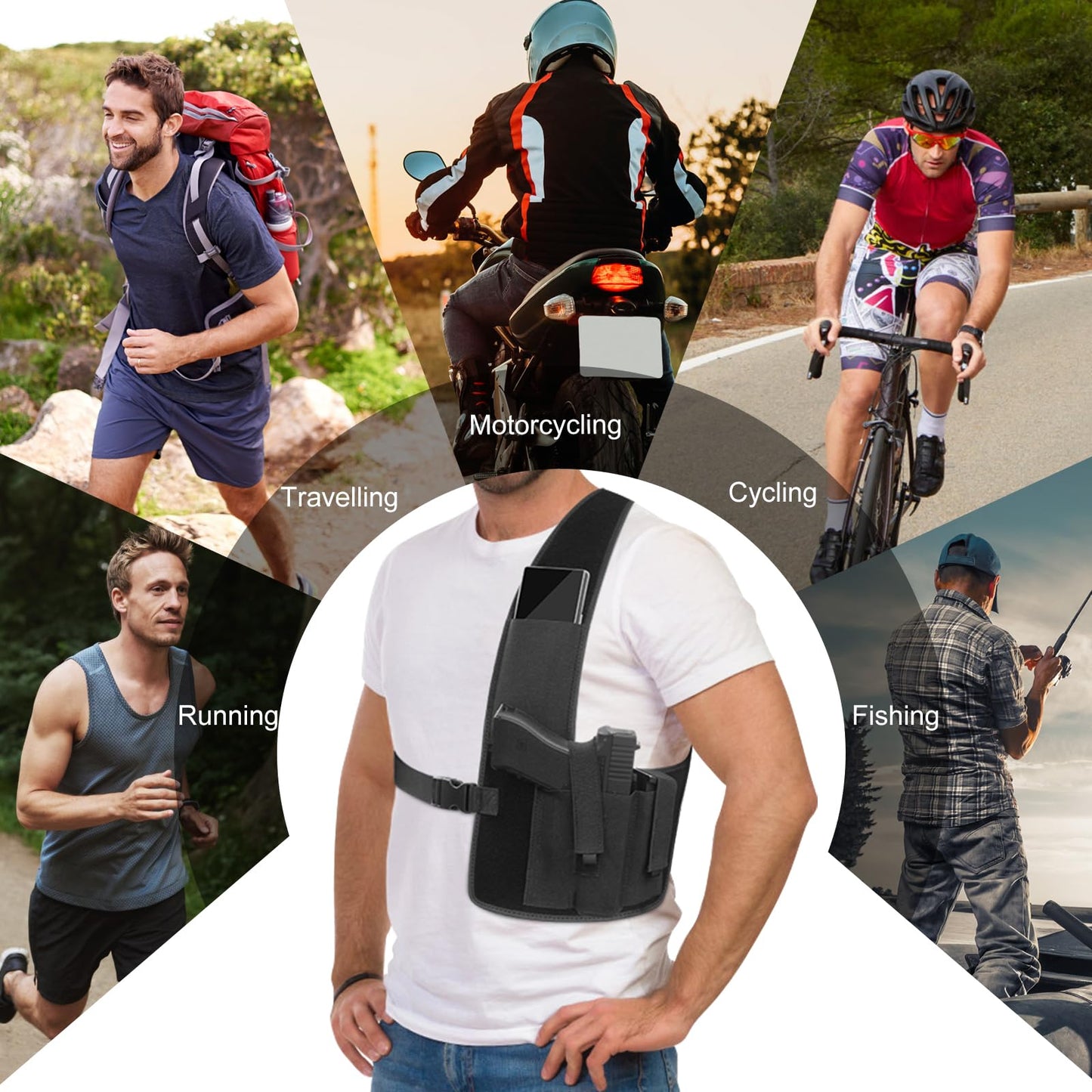 RUIZIH Gun Holster for Men Women Concealed Carry, Universal Shoulder Holster, Adjustable Chest Holsters for Pistols, Fits 1911, Glock 17/19/23, Beretta 92FS, S&Sauer P320/P220, Right Hand
