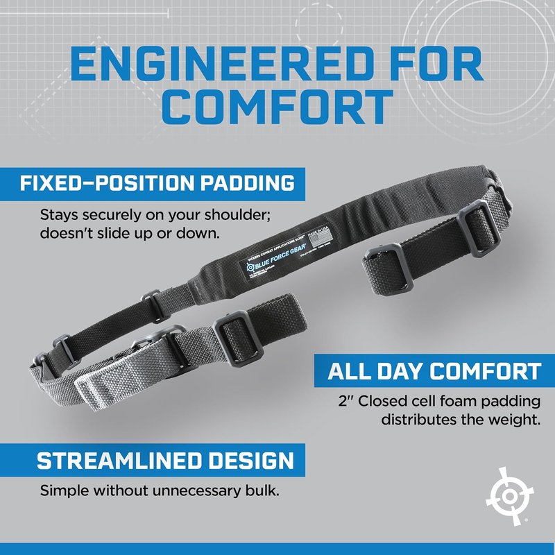 Vickers Padded Sling - 2-Point Adjustable Nylon Sling for Comfort & Durability | Blue