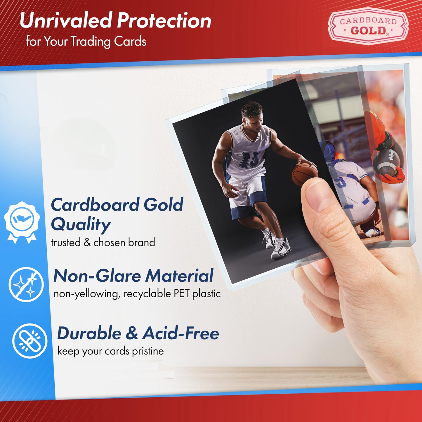 Cardboard Gold - 140pt Top Loaders for Cards - 200 Count - Premium 3x4 Inch Trading Card Toploaders - Protect Your Baseball and Sports Cards with These Crystal Clear Hard Plastic Sleeves Protectors