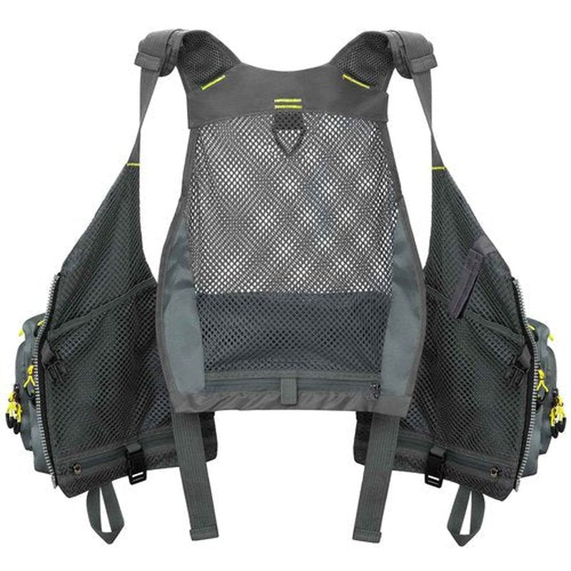 Gonex Fly Fishing Vest for Men Women, Comfortable Adjustable Fishing Vest with Multi-Pockets Reflective Stripes, Gray+Yellow