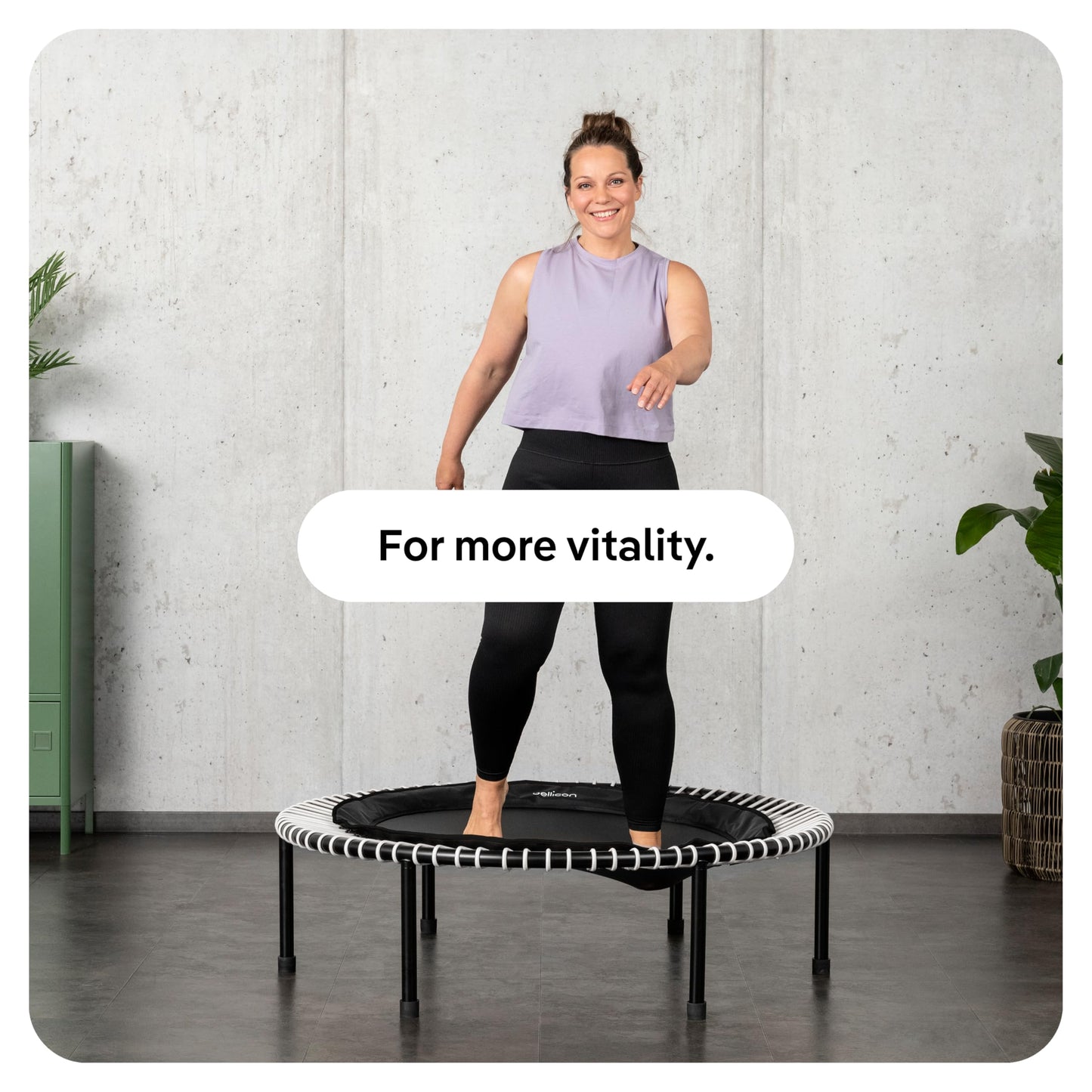 bellicon Mini Trampoline 39'' (Beige) | Bungee Suspension up to 330 lbs | Indoor Fitness Rebounder for Adults | Screw-in Legs