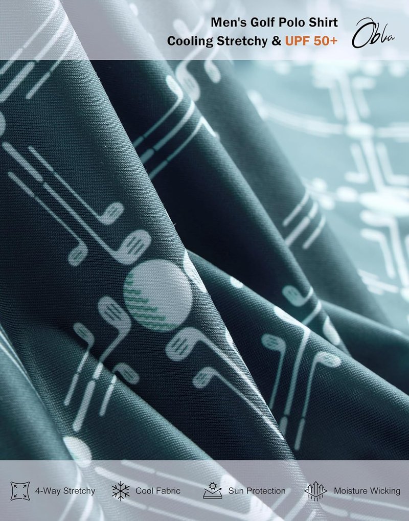 Men's Golf Polo Shirt - Short Sleeve Dry Fit Performance | Moisture-Wicking Casual Print