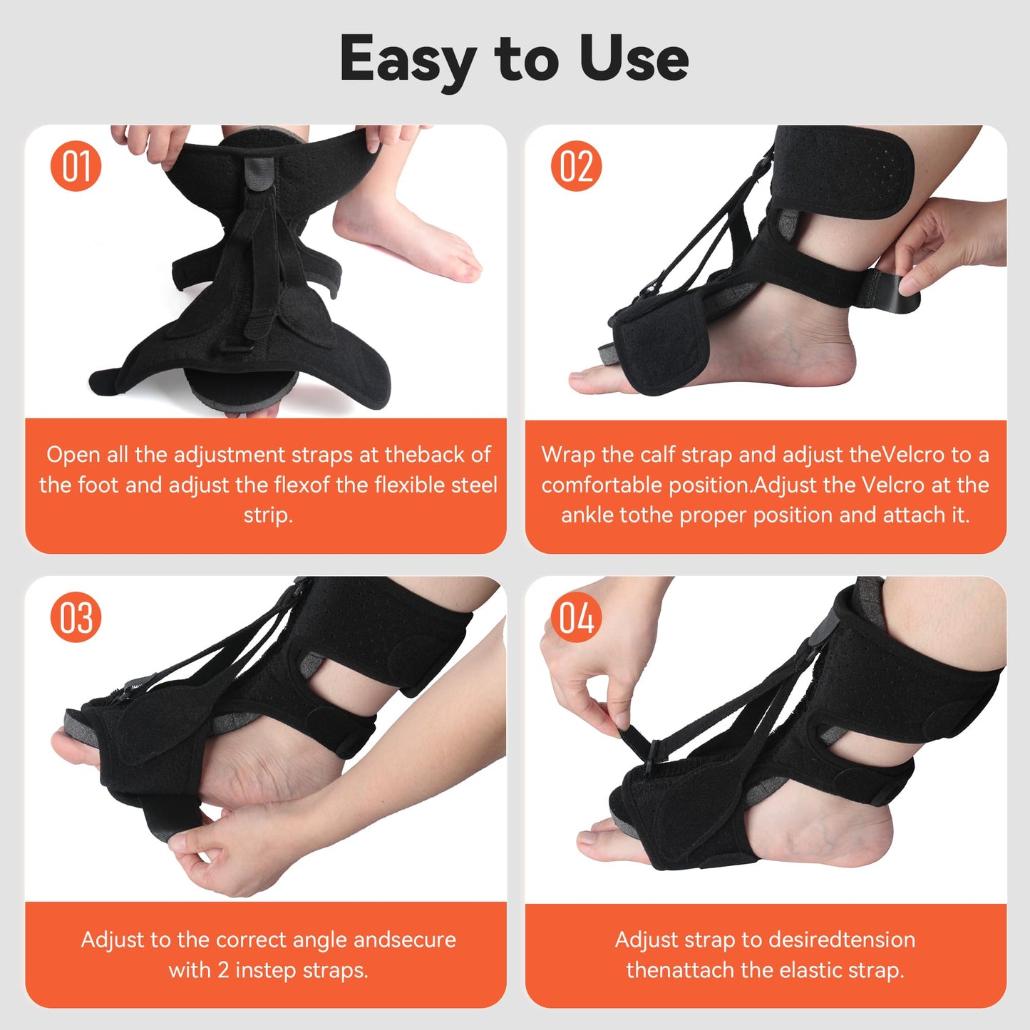 Tongdayi Upgrade Plantar Fasciitis Night Splint and Brace,plantar fasciitis relief with Soft Memory Foam Pad,achilles tendonitis brace for Women & Men,with Massage Ball for Tension Relief,Arch Pain, Heel Spur, Foot-drop and Achilles Tendonitis (Black)